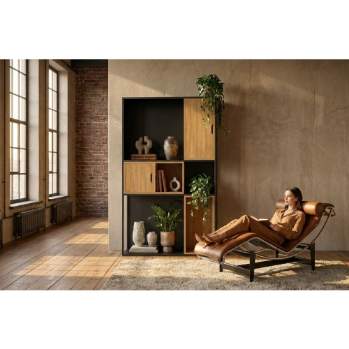 REGAŁ NA KSIĄŻKI METALOWE DREWNO LITE DĄB JESION OLCHA RNK-157